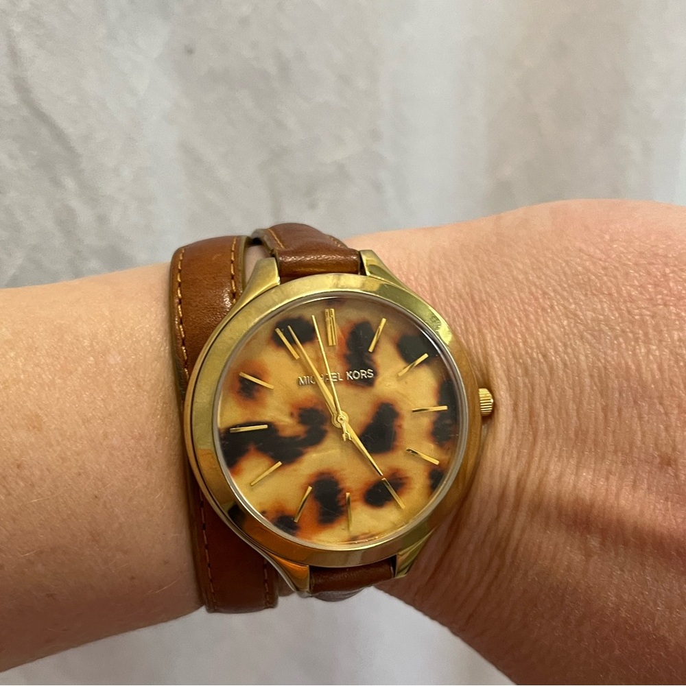 Cheetah print Michael Kors Wrap Watch.